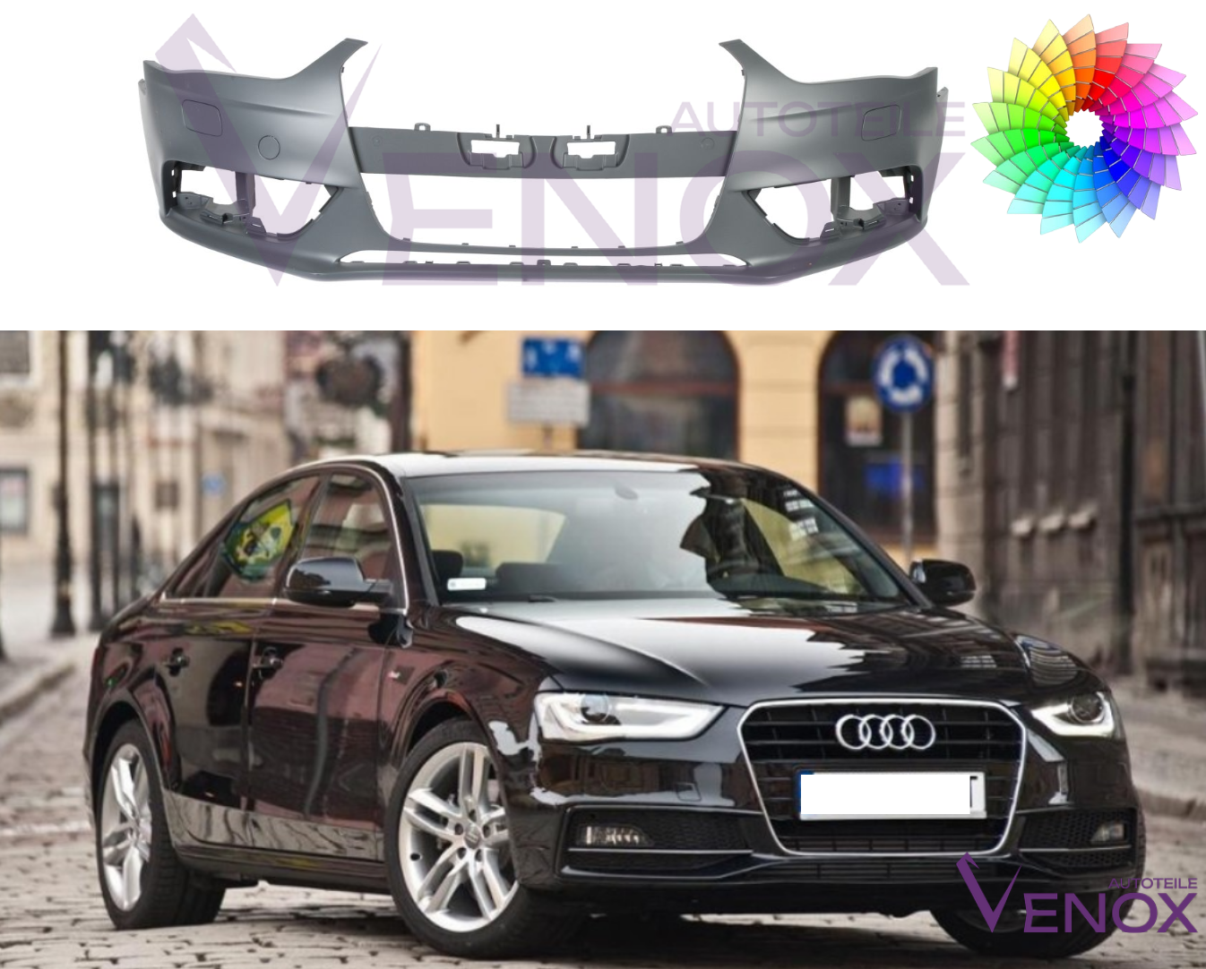 Für Audi A4 B8 11-15 Stoßstange Mit SRA Vorne Lackiert In Wunschfarbe NEU – Bild 2