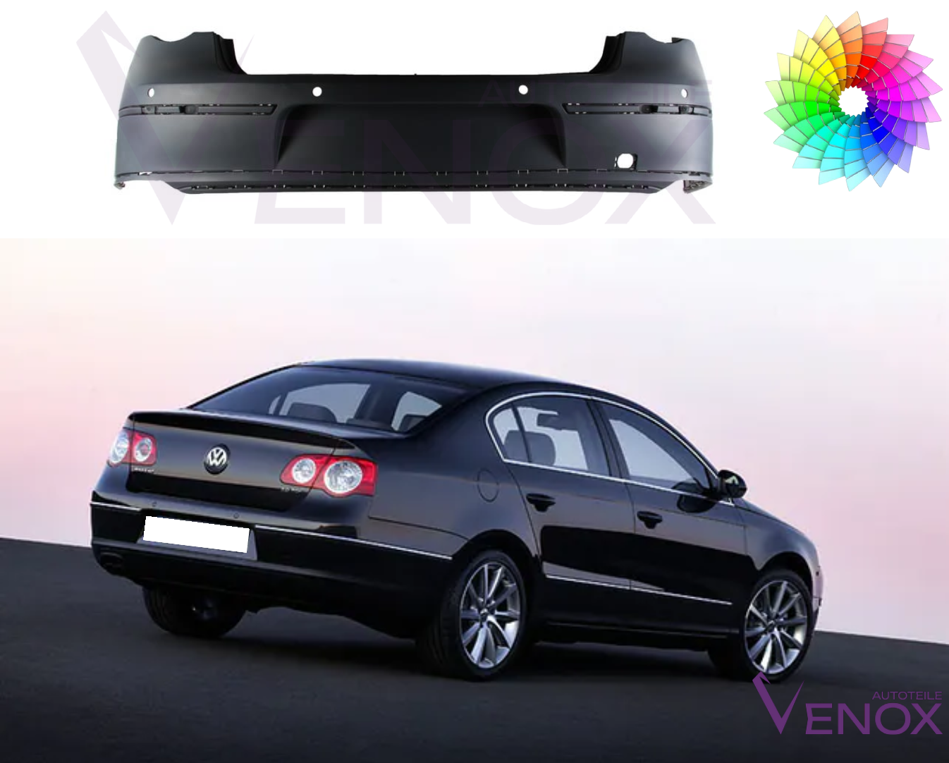 Für Vw Passat B6 2005-2010 PDC Stoßstange Hinten Lackiert In Wunschfarbe – Bild 2