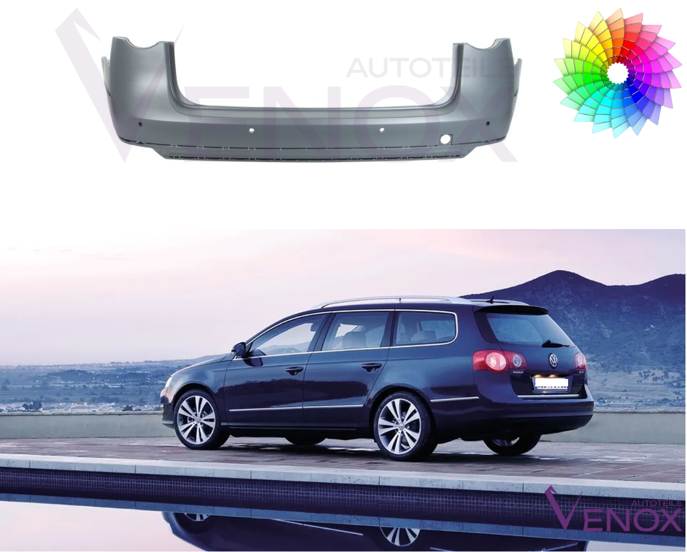 Für Vw Passat B6 2005-2010 Variant PDC Stoßstange Hinten Lackiert In Wunschfarbe – Bild 2