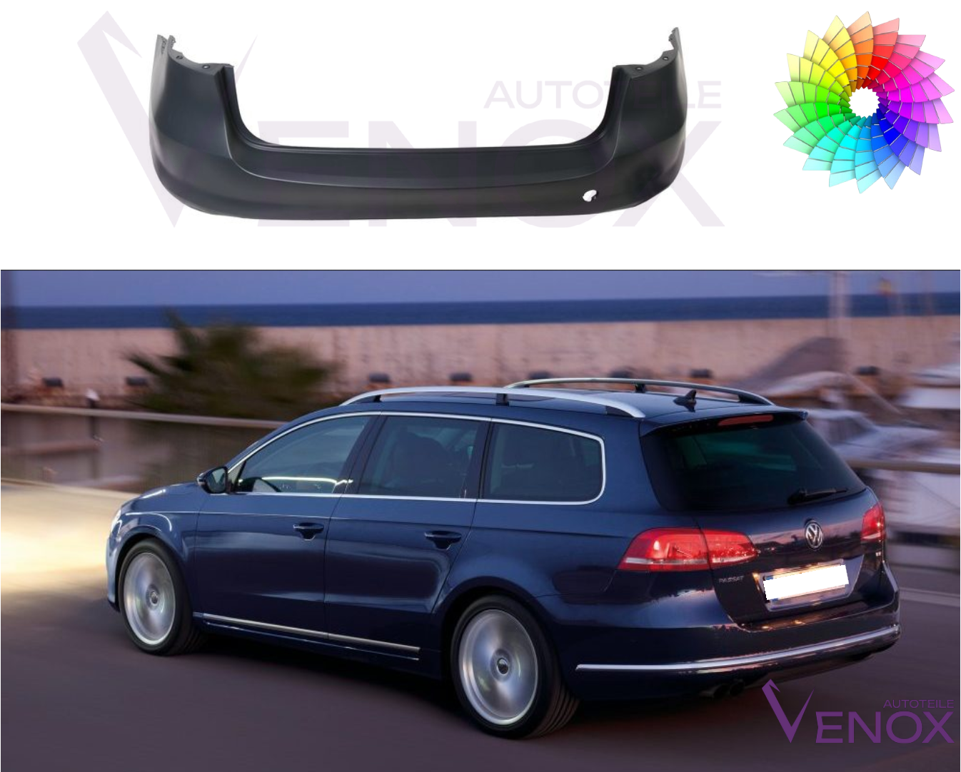 Für Vw Passat B7 10-15 Trend Variant Stoßstange Hinten Lackiert In Wunschfarbe – Bild 2