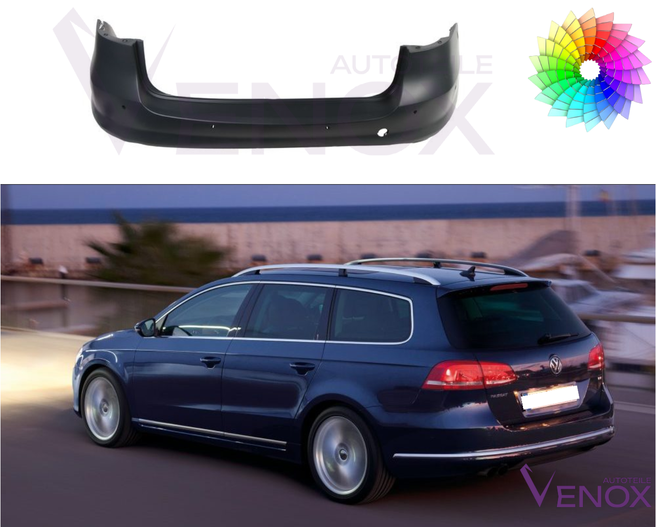 Vw Passat B7 10-15 HighlineVariant PDC Stoßstange Hinten Lackiert In Wunschfarbe – Bild 2