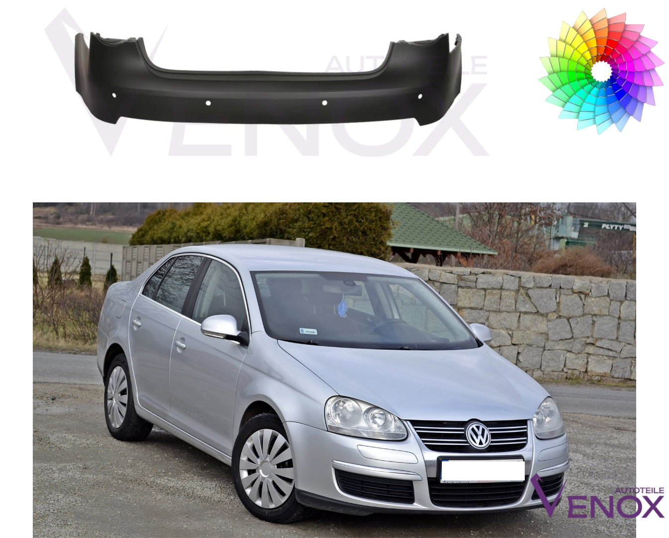 Für Vw Jetta 2005-2010 PDC Stoßstange Hinten Lackiert In Wunschfarbe – Bild 2