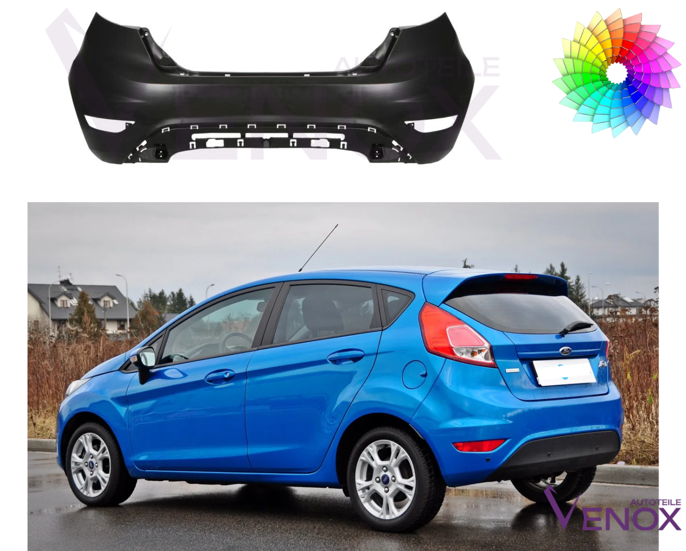 Für Ford Fiesta Mk 7 2013-2017 Stoßstange Hinten Lackiert In Wunschfarbe – Bild 2