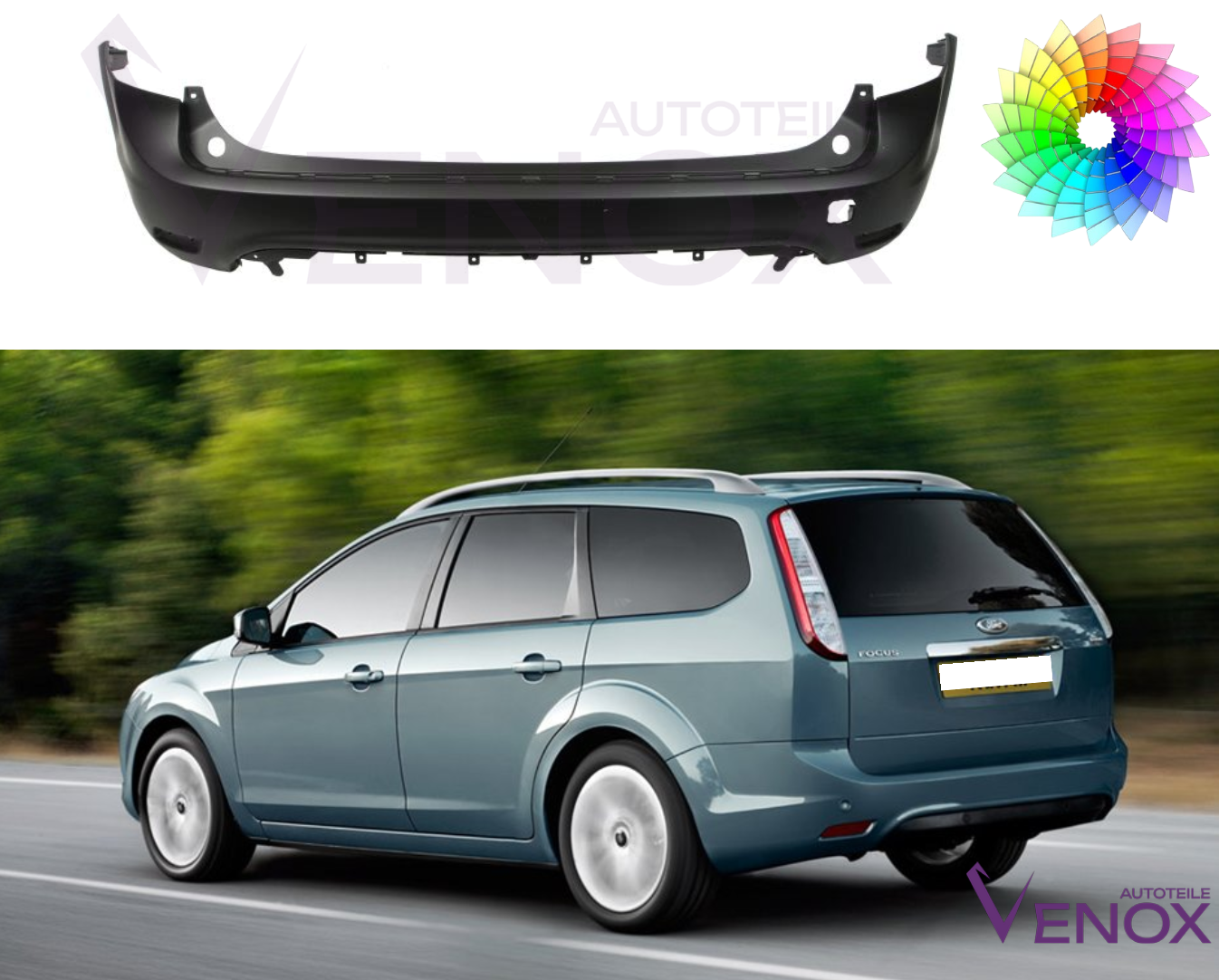 Für Ford Focus Mk2 2008-2010 Kombi Stoßstange Hinten Lackiert In Wunschfarbe – Bild 2