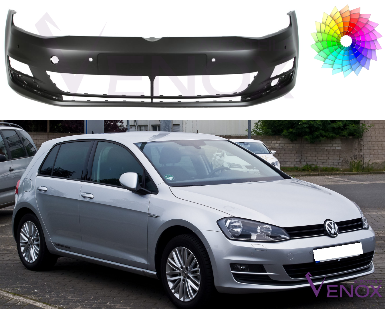 Für VW Golf 7 VII Stoßstange 4 PDC Vorne lackiert in Wunschfarbe 2012-2017 – Bild 2