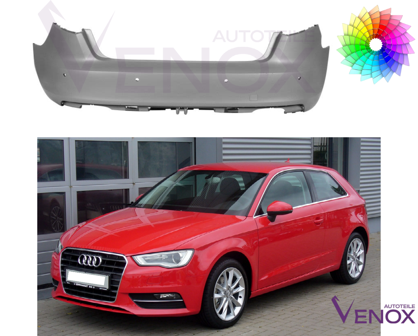 Für Audi A3 8V 2012-2016 PDC Stoßstange Hinten Lackiert In Wunschfarbe – Bild 2