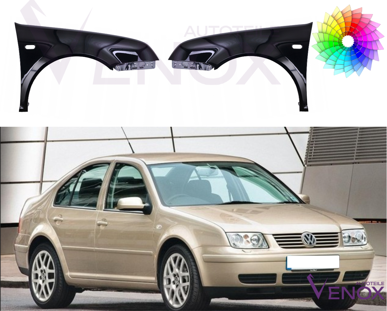 Für Vw Bora 98-05 Kotflügel Vorne Rechts Lackiert In Wunschfarbe NEU – Bild 2