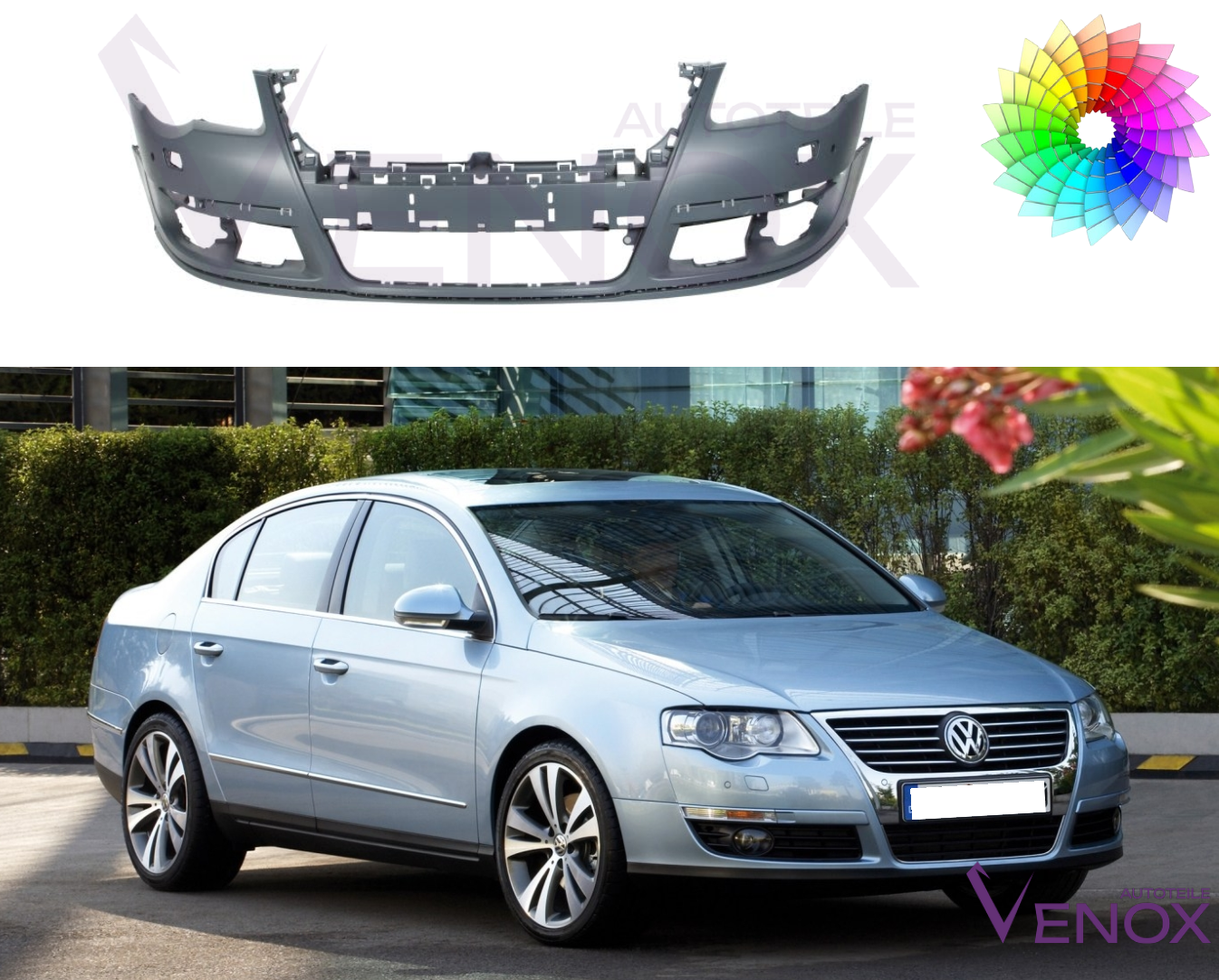 Für VW Passat B6 2005-2010 SRA PDC Stoßstange Vorne lackiert in Wunschfarbe – Bild 2