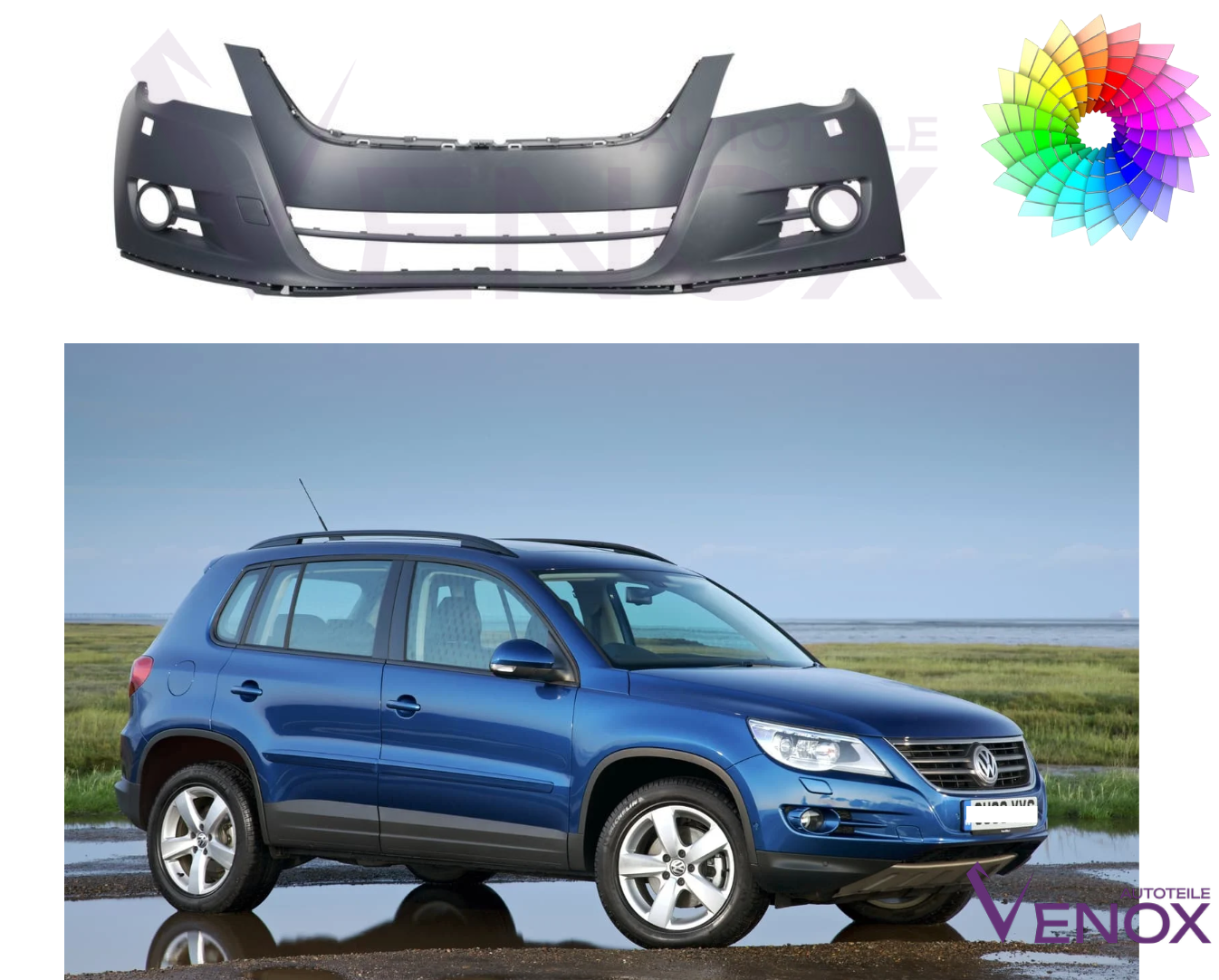Für VW Tiguan 2007-2011 SRA Stoßstange Vorne lackiert in Wunschfarbe – Bild 2