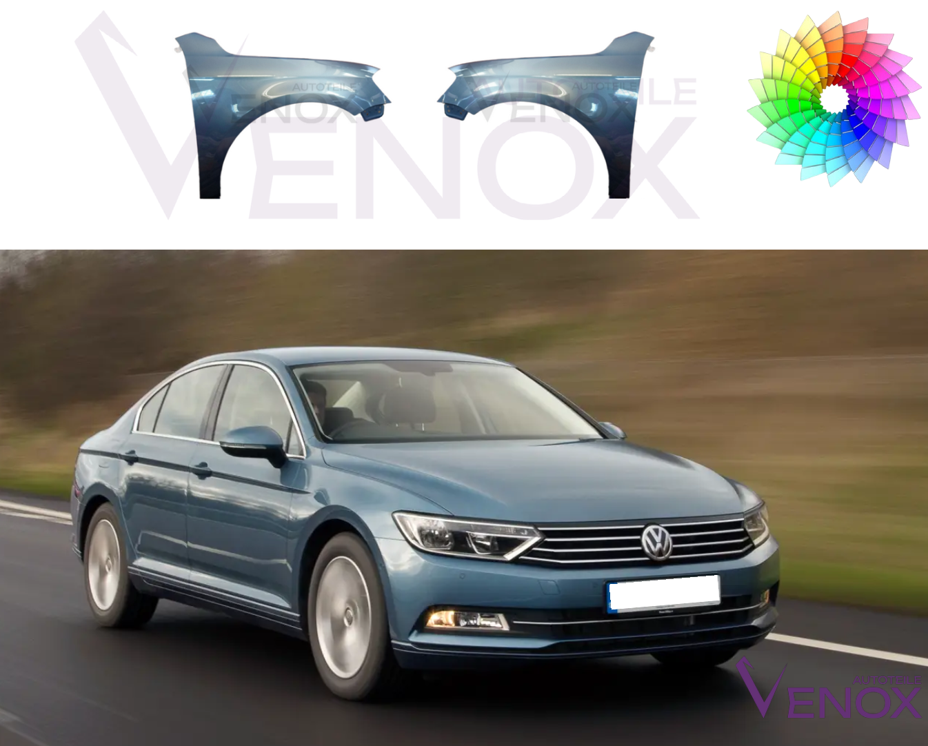Für VW Passat B7 2010-2015 KOTFLÜGEL VORNE Rechts LACKIERT IN Wunschfarbe – Bild 2