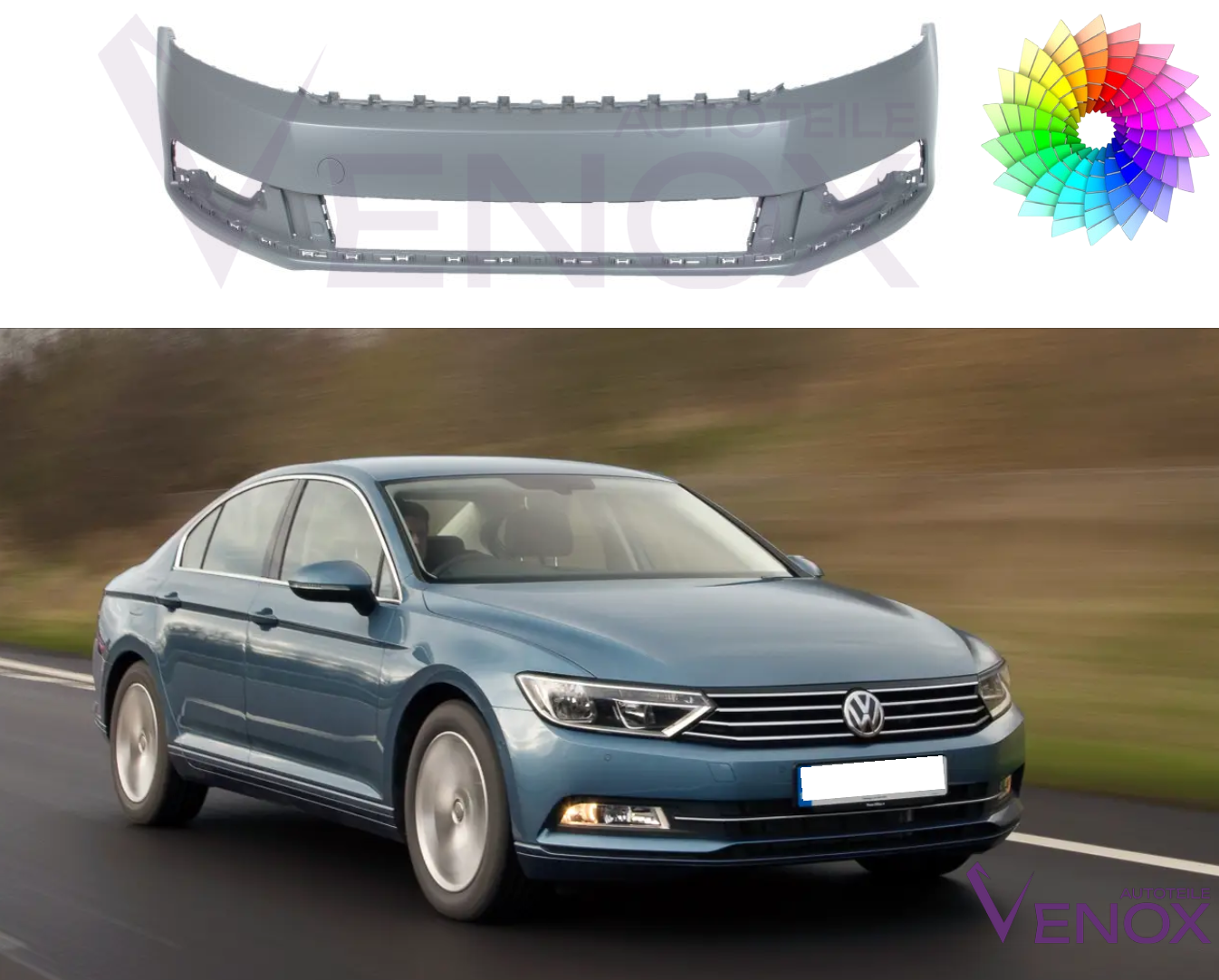 Für VW Passat B7 2010-2015 Stoßstange Vorne lackiert in Wunschfarbe – Bild 2