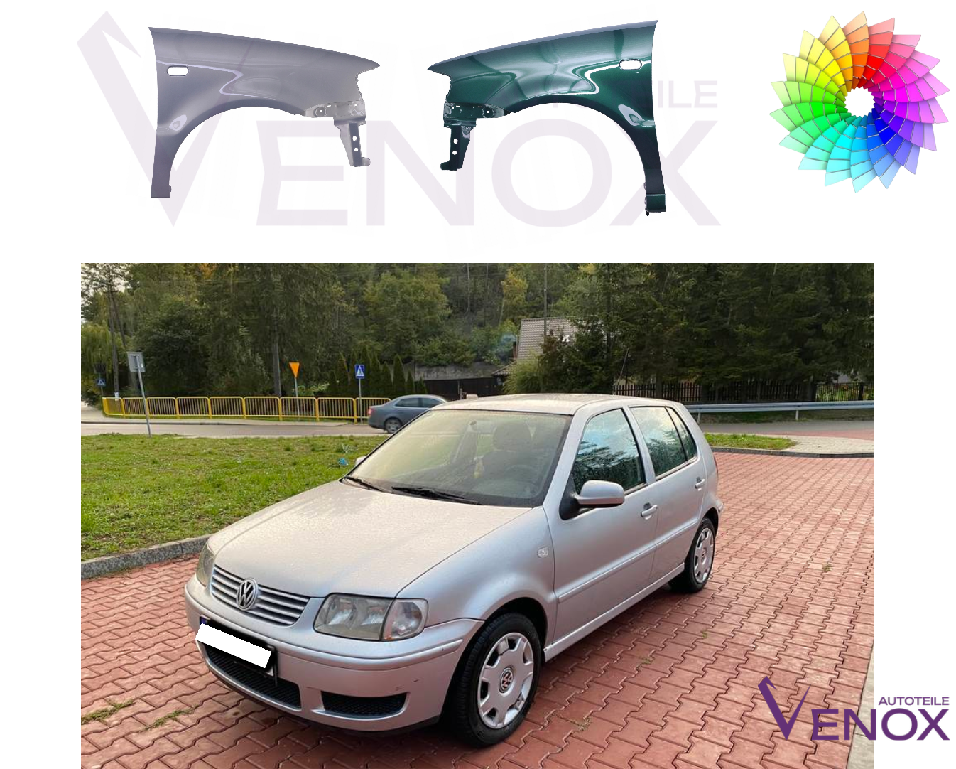 Für VW Polo 6N2 99-01 KOTFLÜGEL VORNE Links LACKIERT IN Wunschfarbe – Bild 2