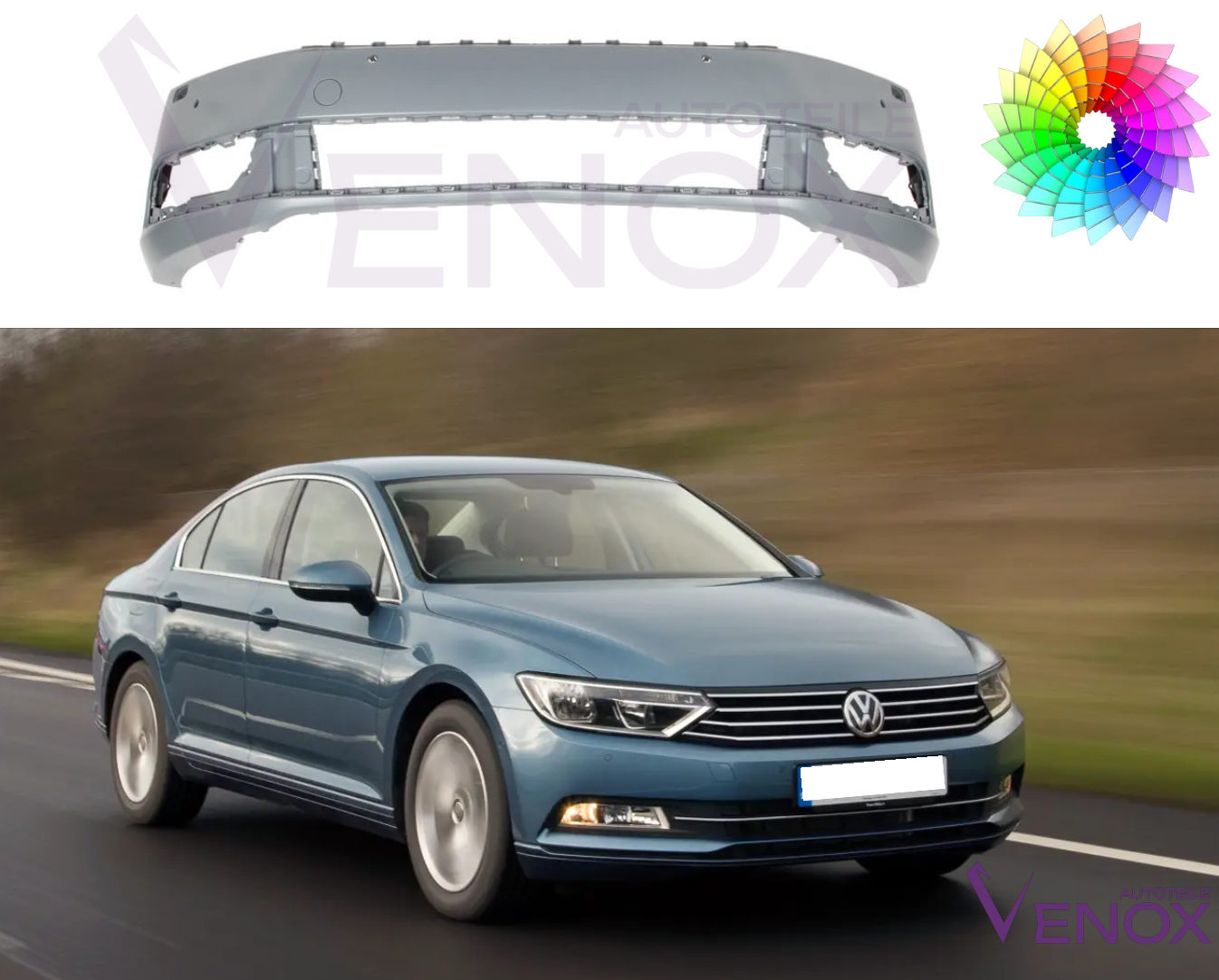 Für VW Passat B7 2010-2015 SRA 4 x PDC Stoßstange Vorne lackiert in Wunschfarbe – Bild 2