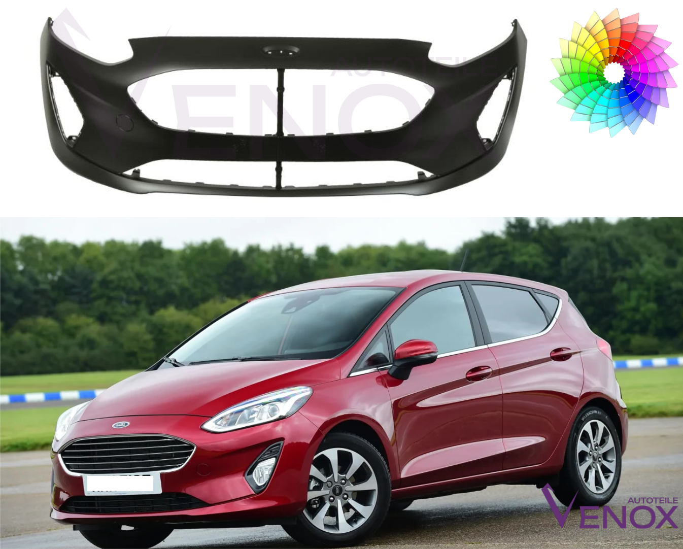 Für Ford Fiesta Ab 2017 Stoßstange Vorne lackiert in Wunschfarbe – Bild 2