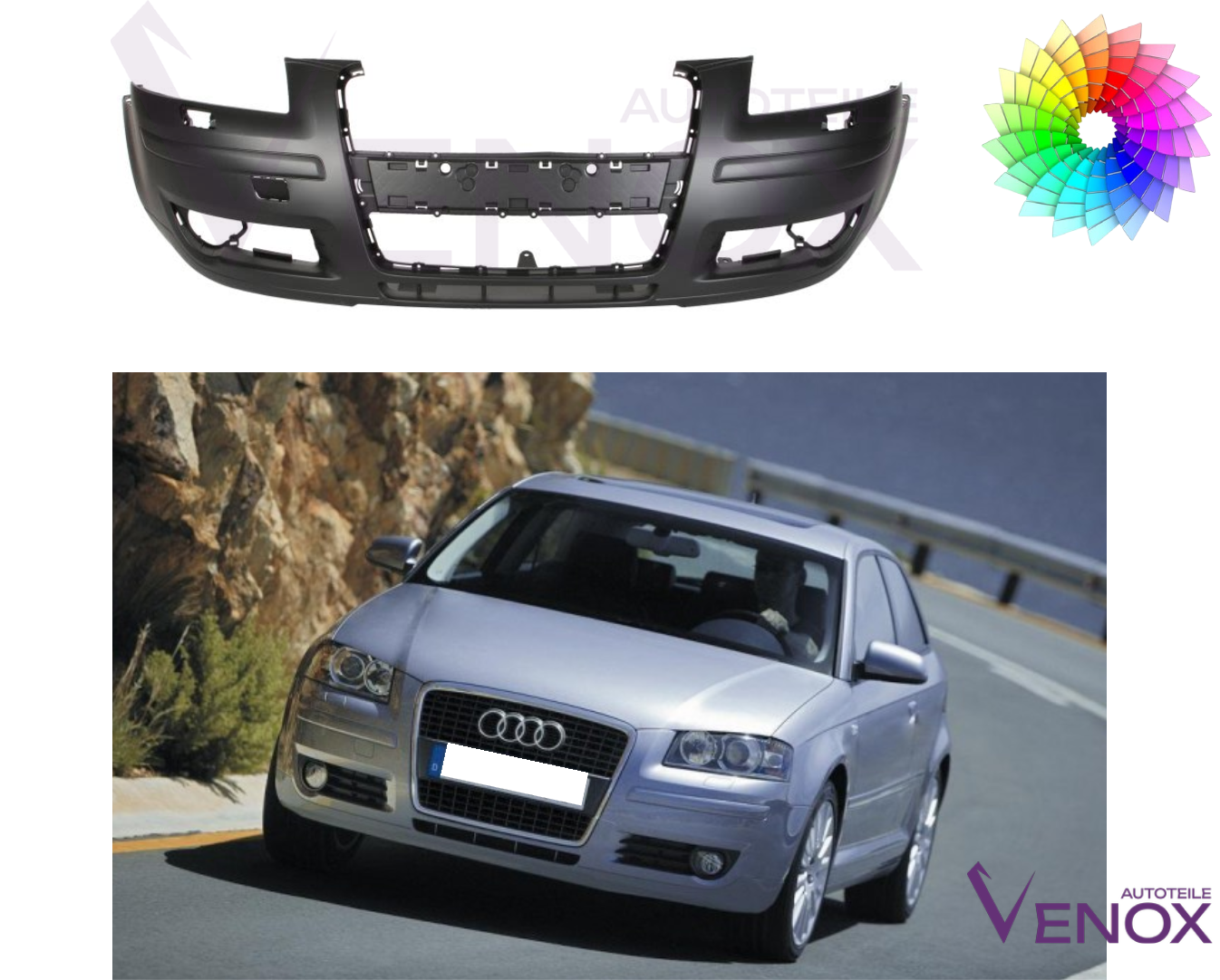 Für Audi A3 8P 2003-2008 3-Türer SRA Stoßstange Vorne Lackiert in Wunschfarbe – Bild 2