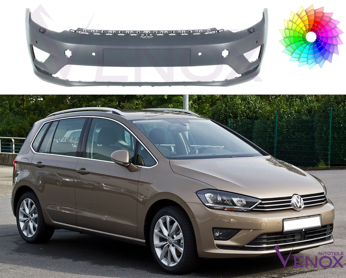 Stoßstange Für Vw Golf Sportsvan PDC SRA Vorne Lackiert In Wunschfarbe 2014- NEU – Bild 2