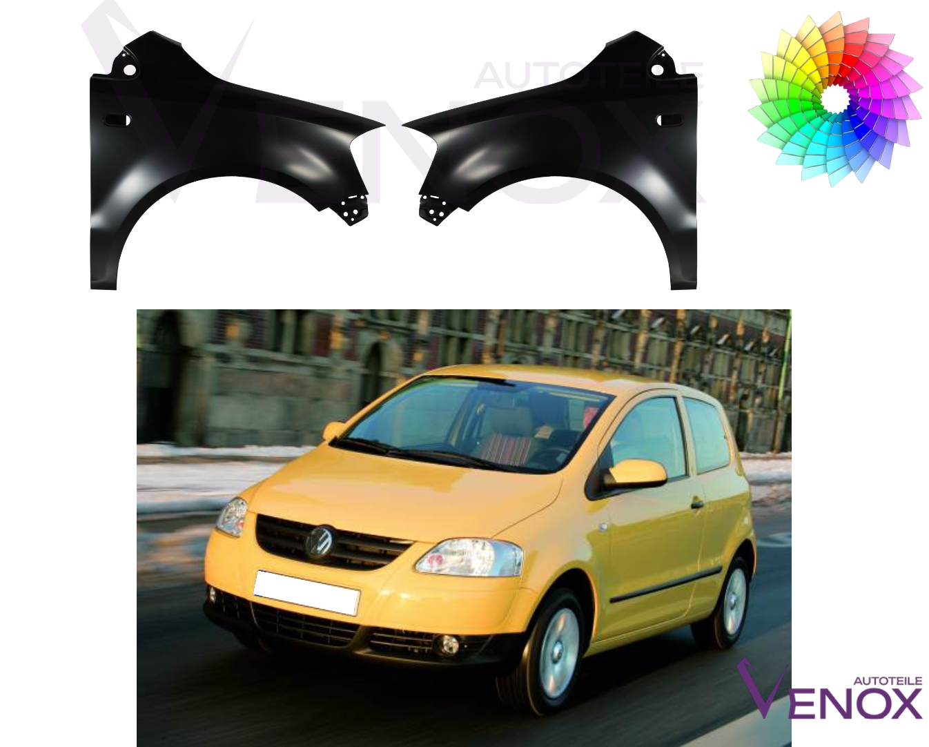 Für VW Fox 2005-2011 Kotflügel Vorne Links Lackiert in Wunschfarbe NEU – Bild 2