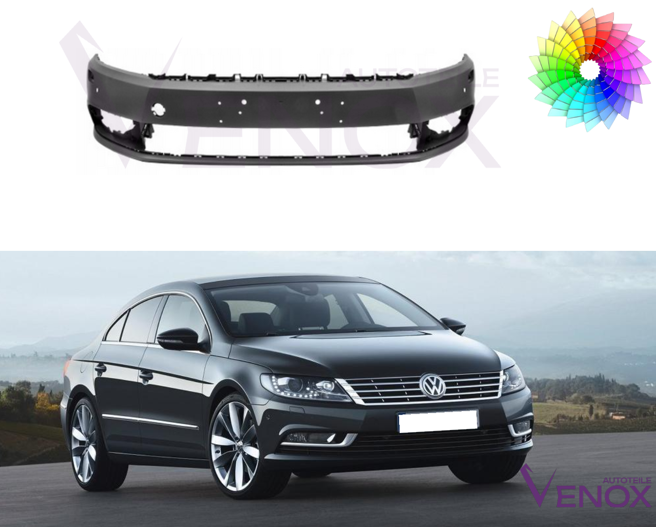 Für Vw CC 358 2012-2017 Stoßstange Vorne 4xPDC SRA Lackiert In Wunschfarbe NEU – Bild 2