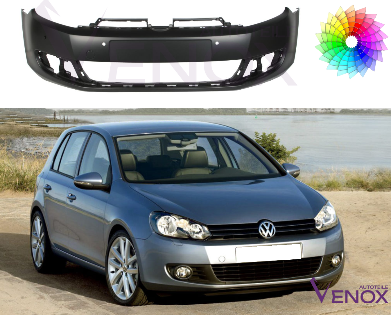 Stoßstange Für Vw Golf VI 6 Vorne 6 PDC Lackiert In Wunschfarbe 08-16 NEU – Bild 2