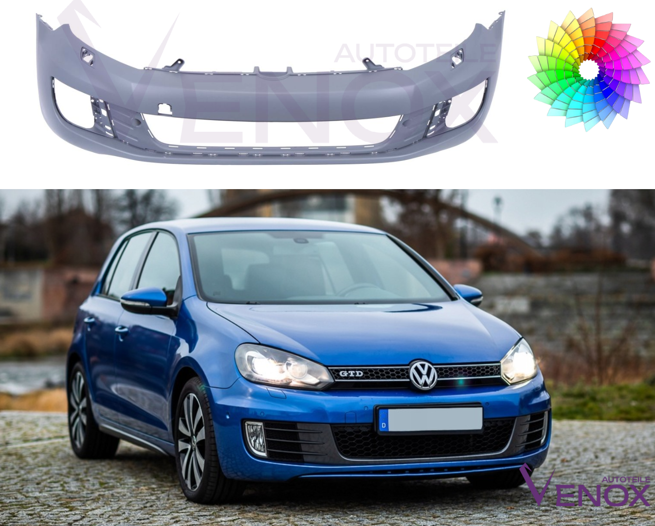 Stoßstange Für Vw Golf VI 6 GTD GTI Vorne SRA Lackiert In Wunschfarbe 08-16 NEU – Bild 2