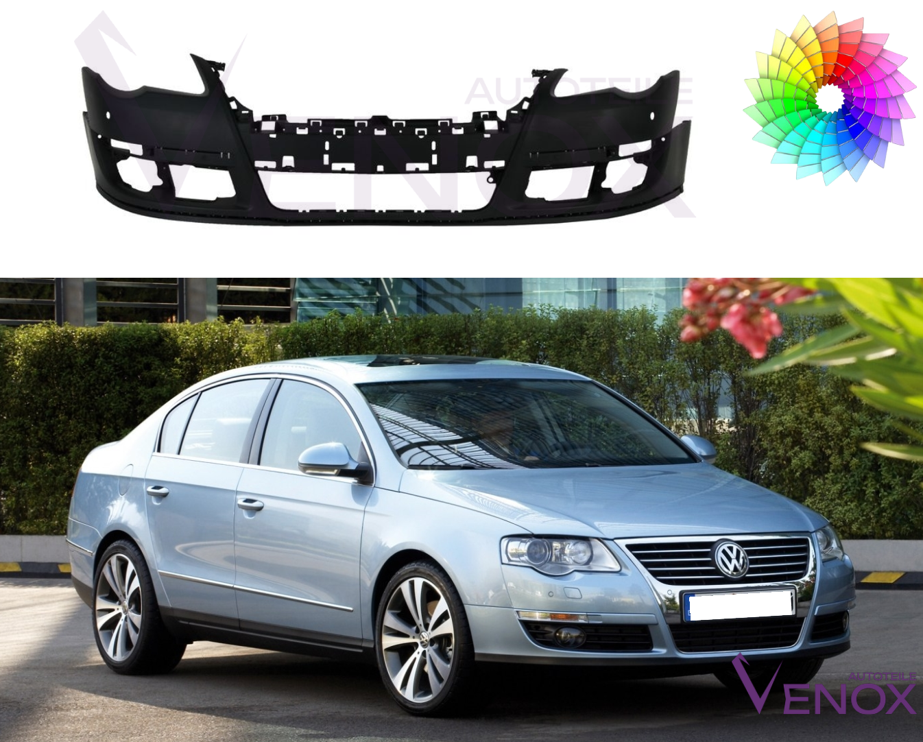 Für VW Passat B6 2005-2010 PDC Stoßstange Vorne lackiert in Wunschfarbe – Bild 2