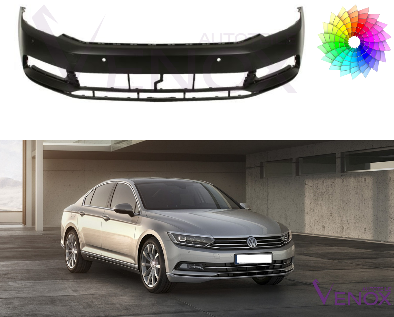 Für VW Passat B8 2014- PDC Stoßstange Vorne lackiert in Wunschfarbe – Bild 2