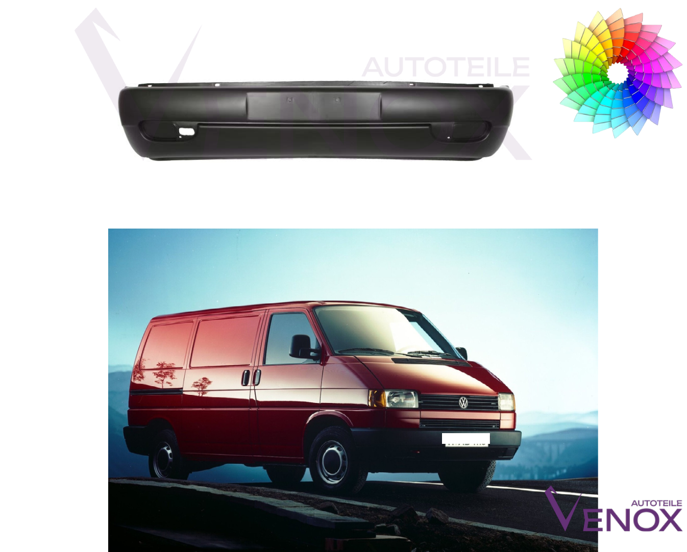 Für VW T4 1996-2003 Stoßstange Vorne lackiert in Wunschfarbe – Bild 2