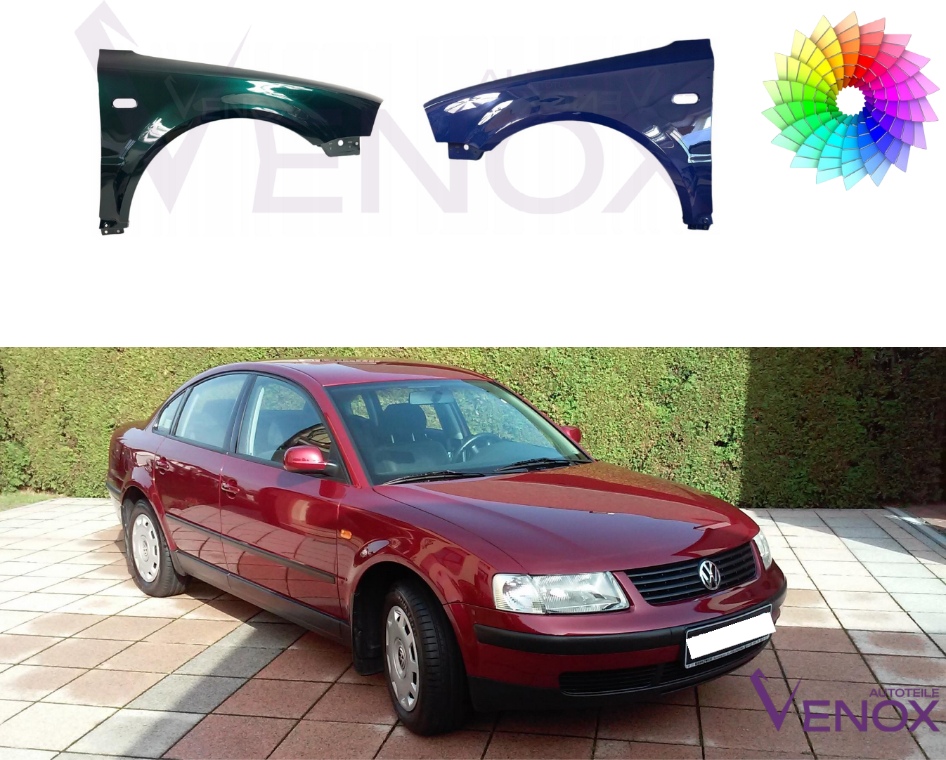 Für VW Passat B5 96-00 KOTFLÜGEL VORNE Rechts LACKIERT IN Wunschfarbe – Bild 2