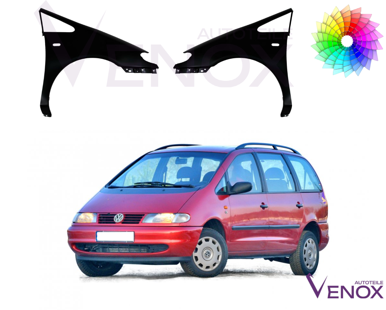 Für VW Sharan Seat Alhambra Ford Galaxy 95-00 KOTFLÜGEL Links Wunschfarbe – Bild 2