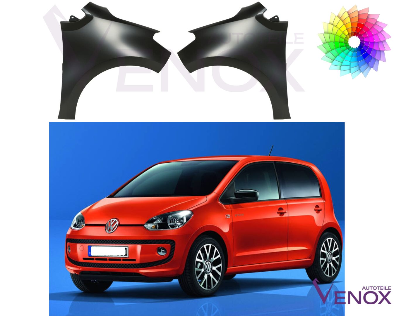 VW UP SKODA CITIGO SEAT MII 12-16 Kotflügel Vorne Links Lackiert Wunschfarbe – Bild 2