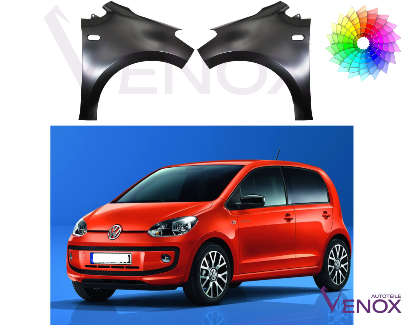 VW UP SKODA CITIGO SEAT MII 12-16 Kotflügel Vorne Links Lackiert Wunschfarbe – Bild 2