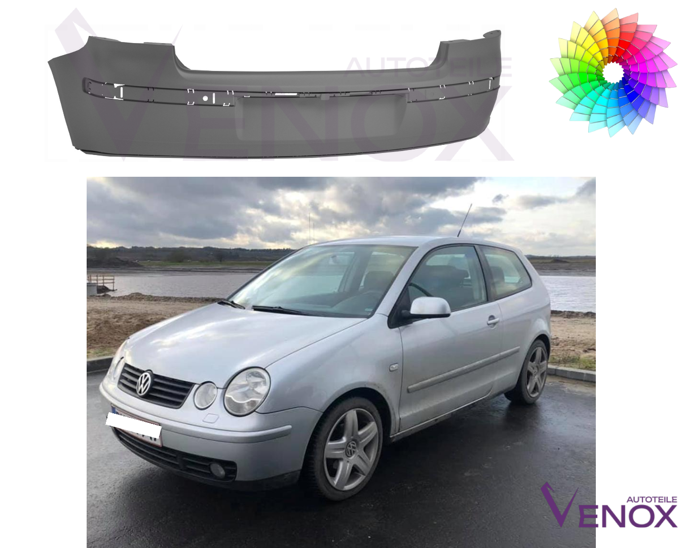 Für VW Polo 9N 2001-2009 Stoßstange hinten lackiert in Wunschfarbe – Bild 2