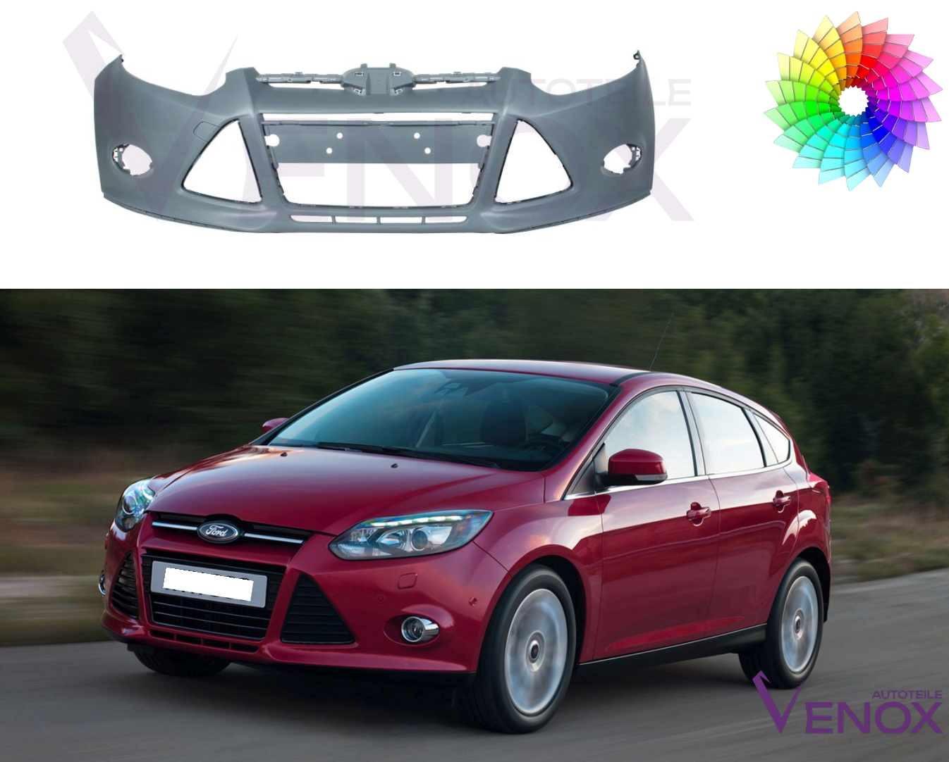 Für Ford Focus Mk 3 2010-2014 Stoßstange Vorne lackiert in Wunschfarbe – Bild 2