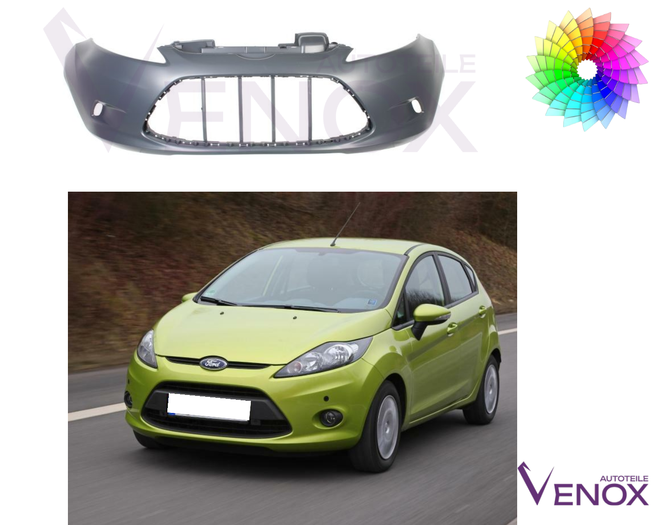 Für Ford Fiesta Mk 7 2008-2013 Stoßstange Vorne lackiert in Wunschfarbe – Bild 2