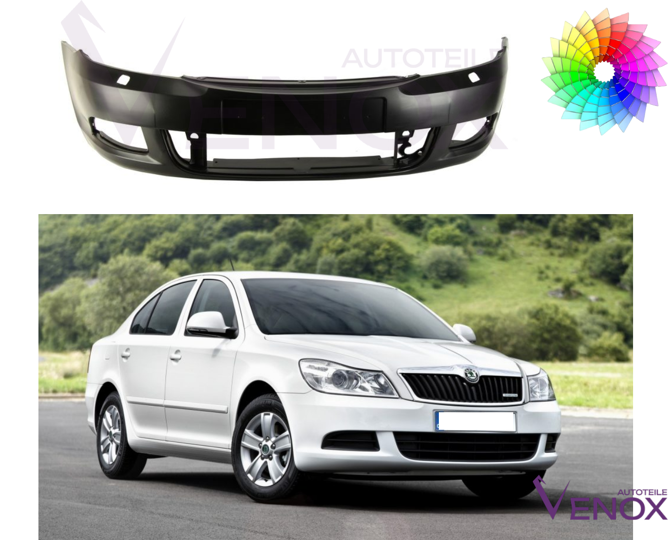 Für Skoda Octavia 1Z SRA 2008-2013 Stoßstange Vorne Lackiert in Wunschfarbe – Bild 2