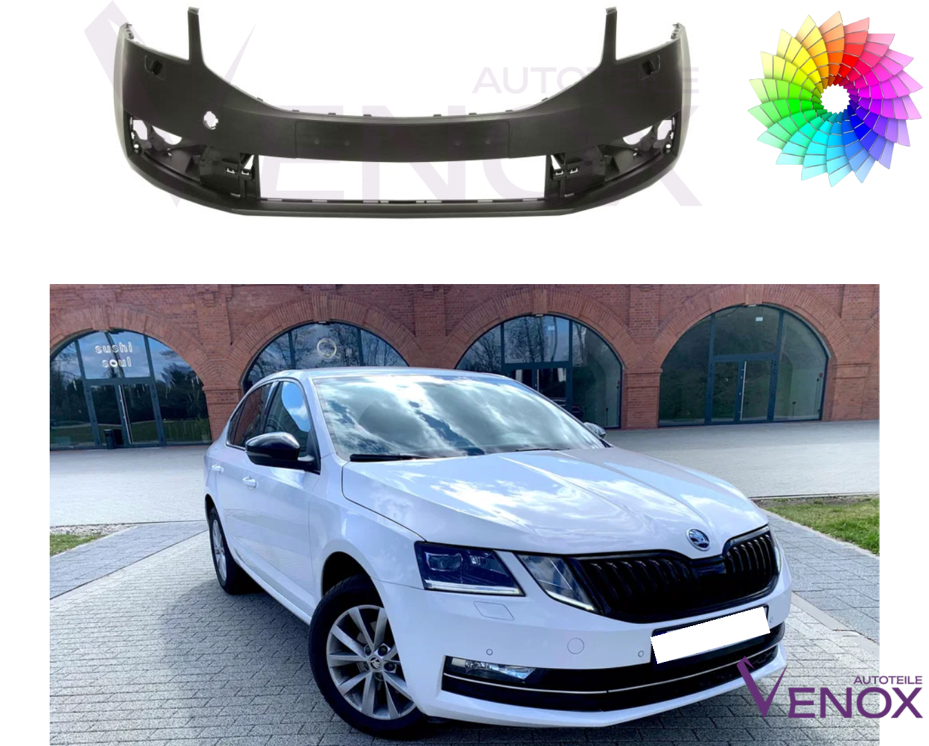 Für Skoda Octavia 5E 17-20 Stoßstange SRA +/- PDC Vorne Lackiert in Wunschfarbe – Bild 2
