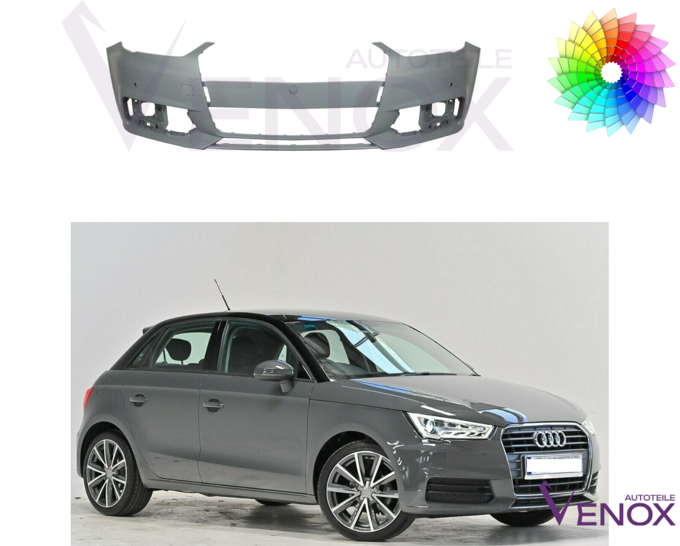 Für Audi A1 2014-2018 SRA -+ PDC Stoßstange Vorne Lackiert in Wunschfarbe NEU – Bild 2