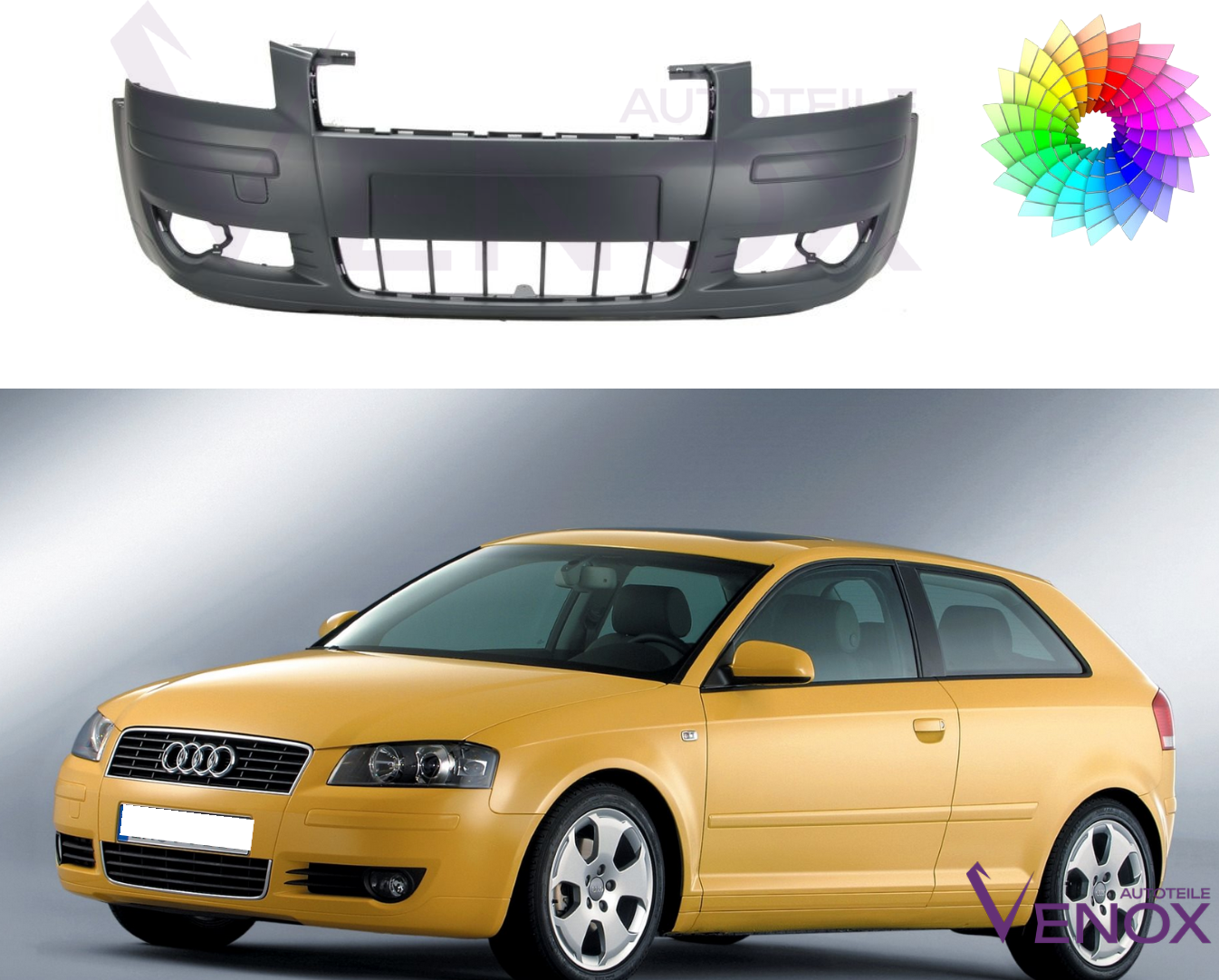 Für Audi A3 8P 2003-2005 Stoßstange Vorne Lackiert in Wunschfarbe NEU – Bild 2