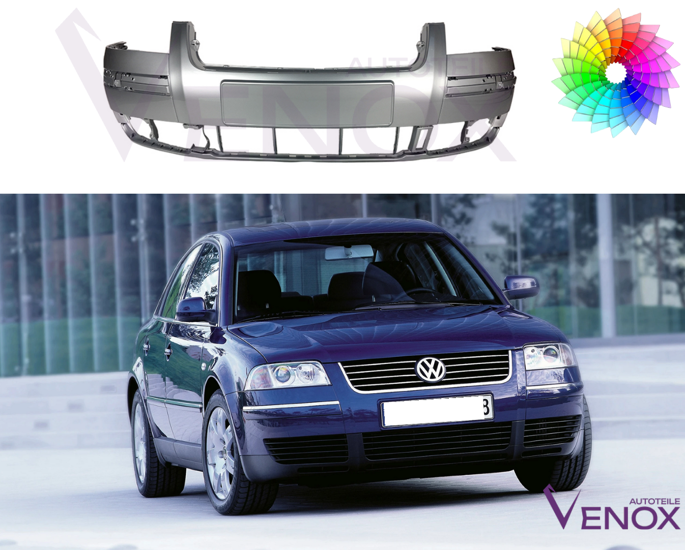 Für VW Passat B5 FL 2000-2005 Stoßstange Vorne lackiert in Wunschfarbe – Bild 2