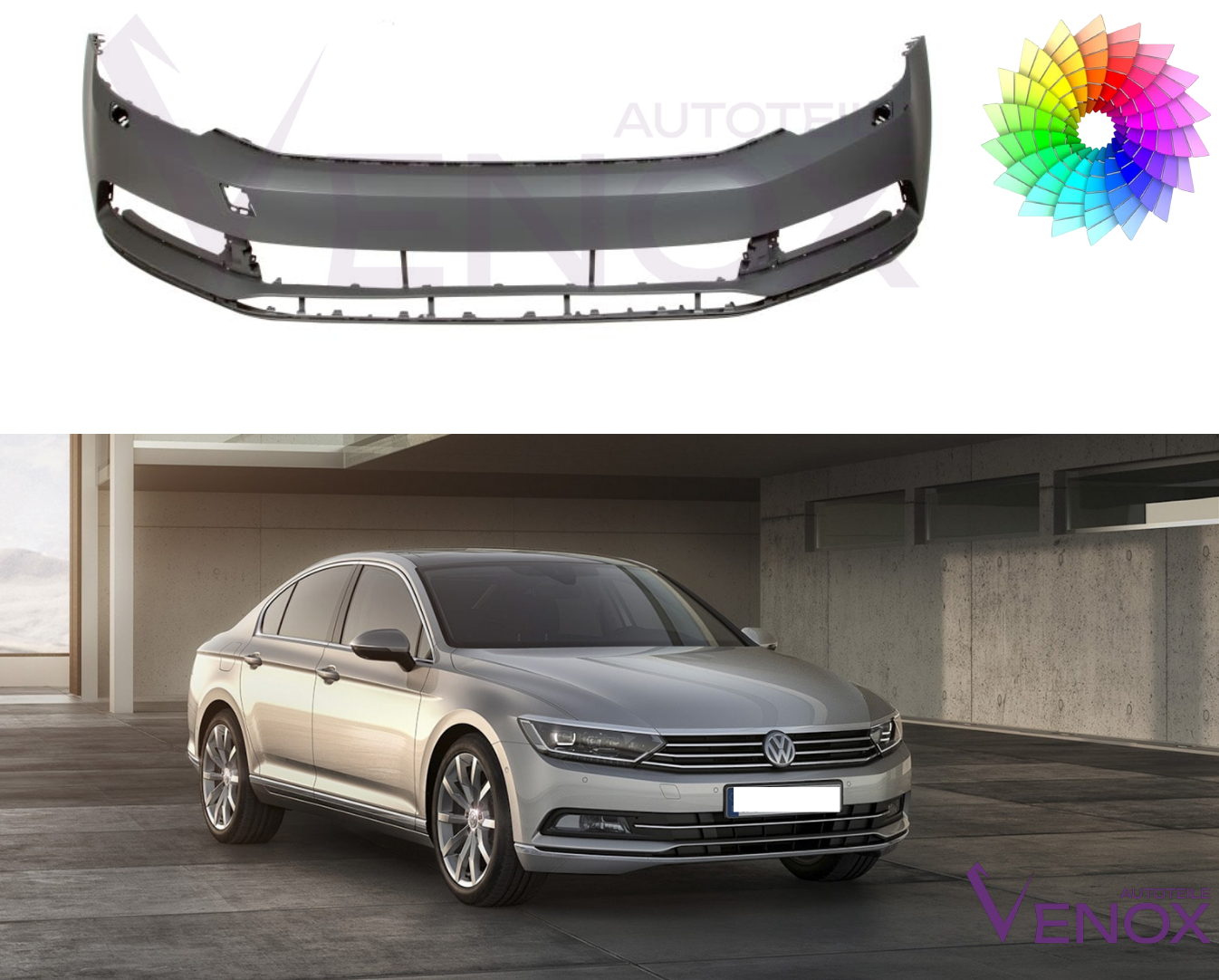 Für VW Passat B8 Ab 2014 Highline 4xPDC Stoßstange Vorne lackiert in Wunschfarbe – Bild 2