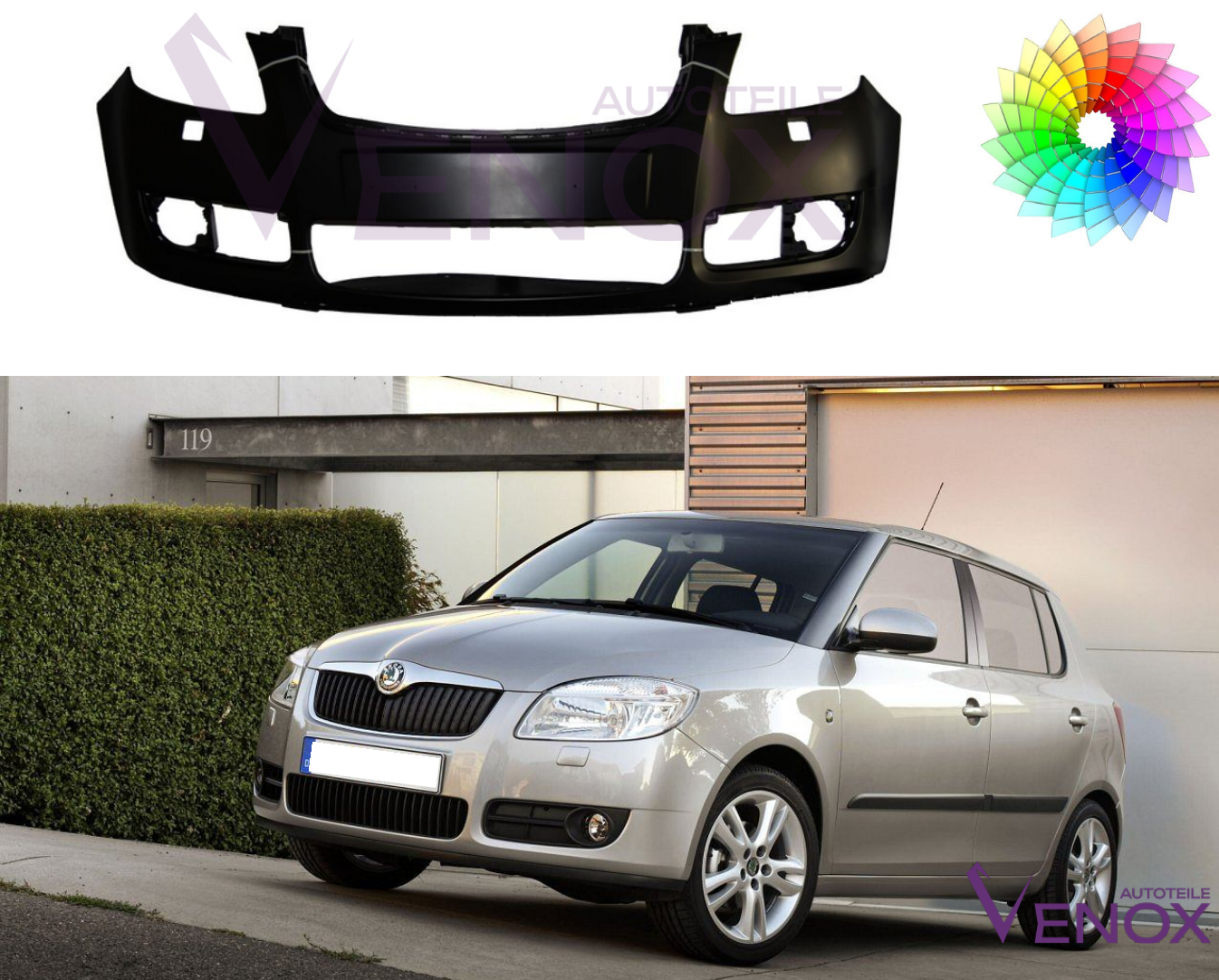 Für Skoda Fabia Roomster 5J 07-10 Stoßstange Vorne SRA Lackiert In Wunschfarbe – Bild 2