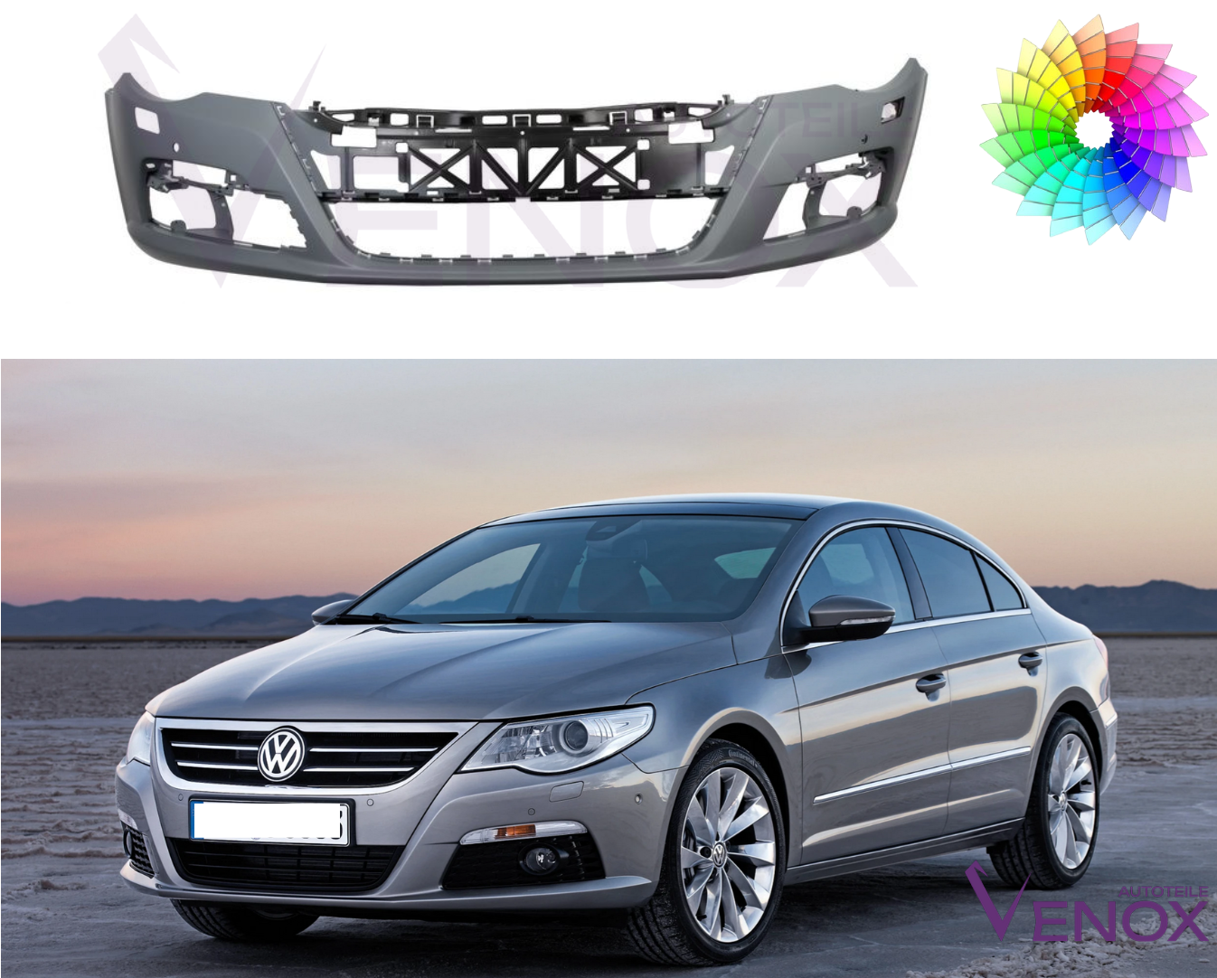 Für VW Passat CC 357 08-12 SRA 4x PDC Stoßstange Vorne lackiert in Wunschfarbe – Bild 2