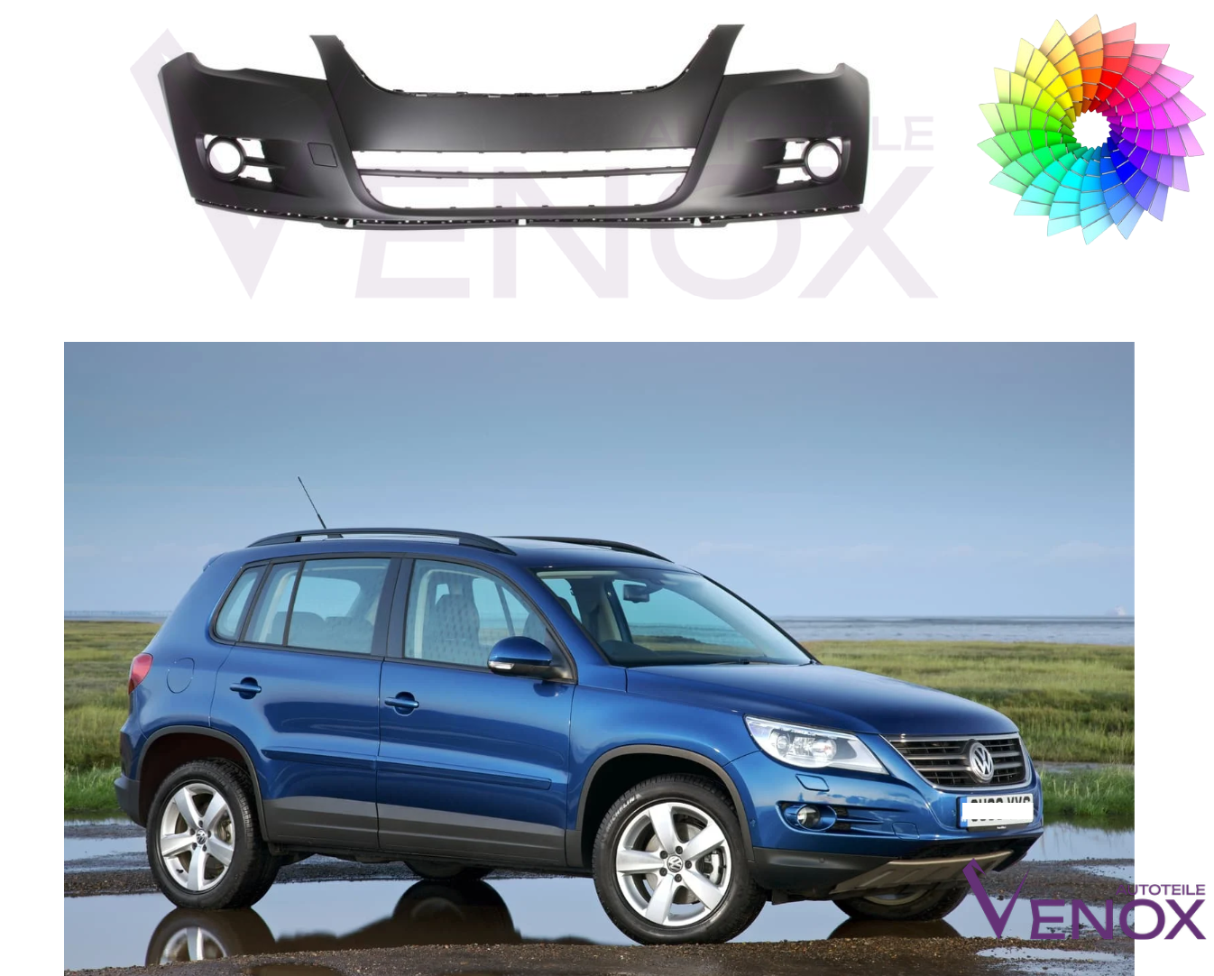 Für VW Tiguan 2007-2011 Stoßstange Vorne lackiert in Wunschfarbe – Bild 2