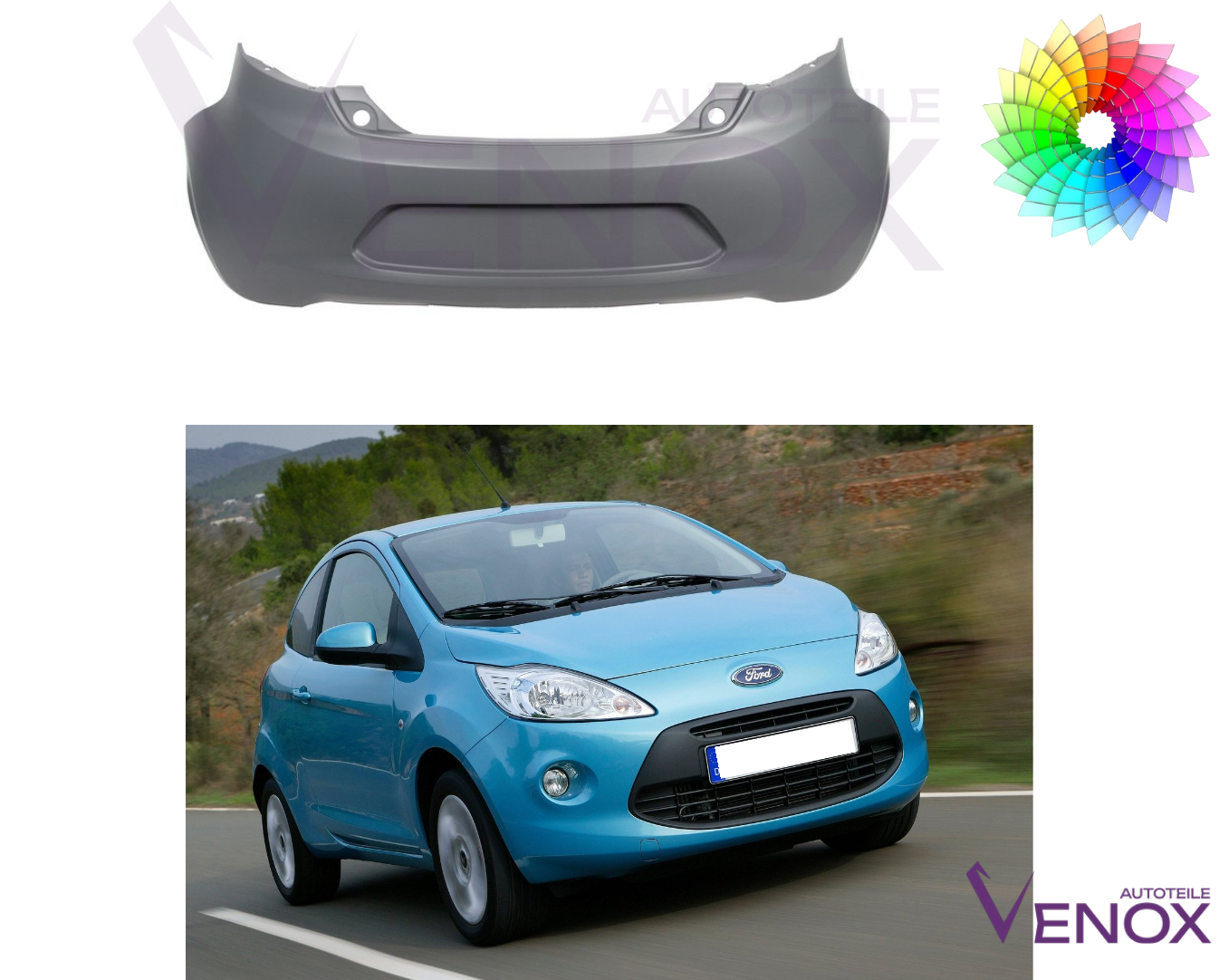 Für Ford KA 2008-2015 Stoßstange Hinten Lackiert In Wunschfarbe NEU – Bild 2