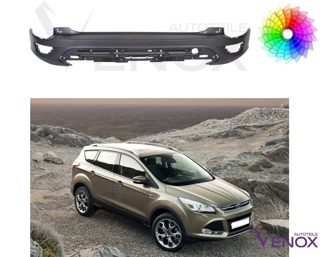 Für Ford Kuga 2013-2016 Stoßstange PDC Hinten Lackiert In Wunschfarbe NEU – Bild 2