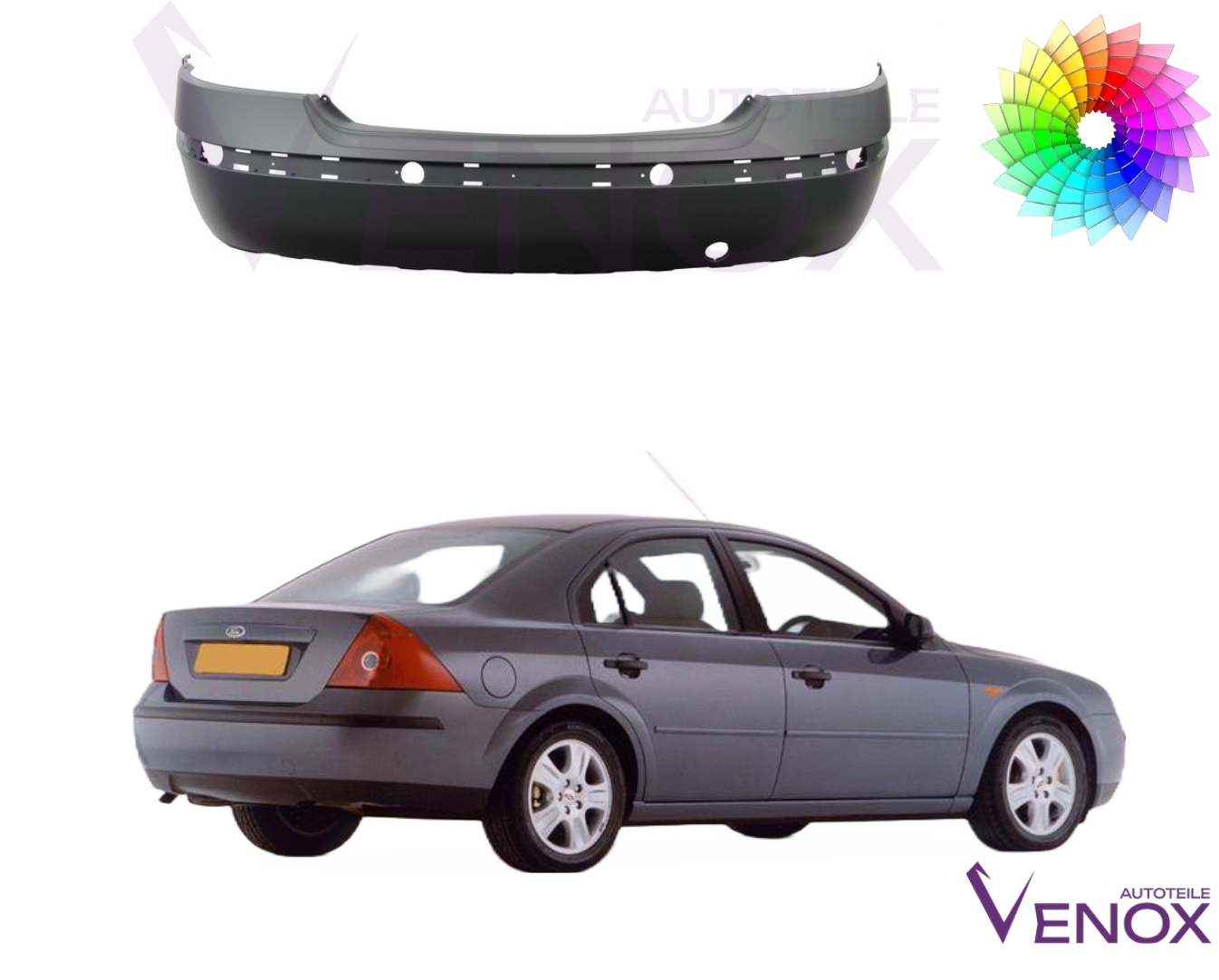 Für Ford Mondeo MK3 2000-2007 Stoßstange PDC Hinten Lackiert In Wunschfarbe NEU – Bild 2