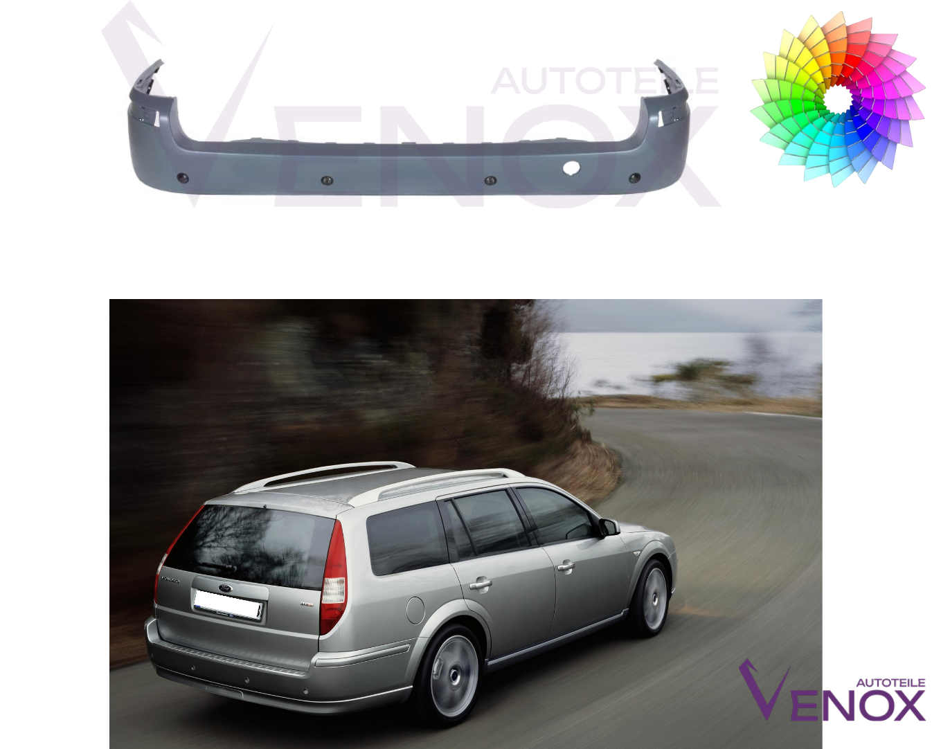 Für Ford Mondeo MK3 Turnier PDC 00-07 Stoßstange Hinten Lackiert In Wunschfarbe – Bild 2