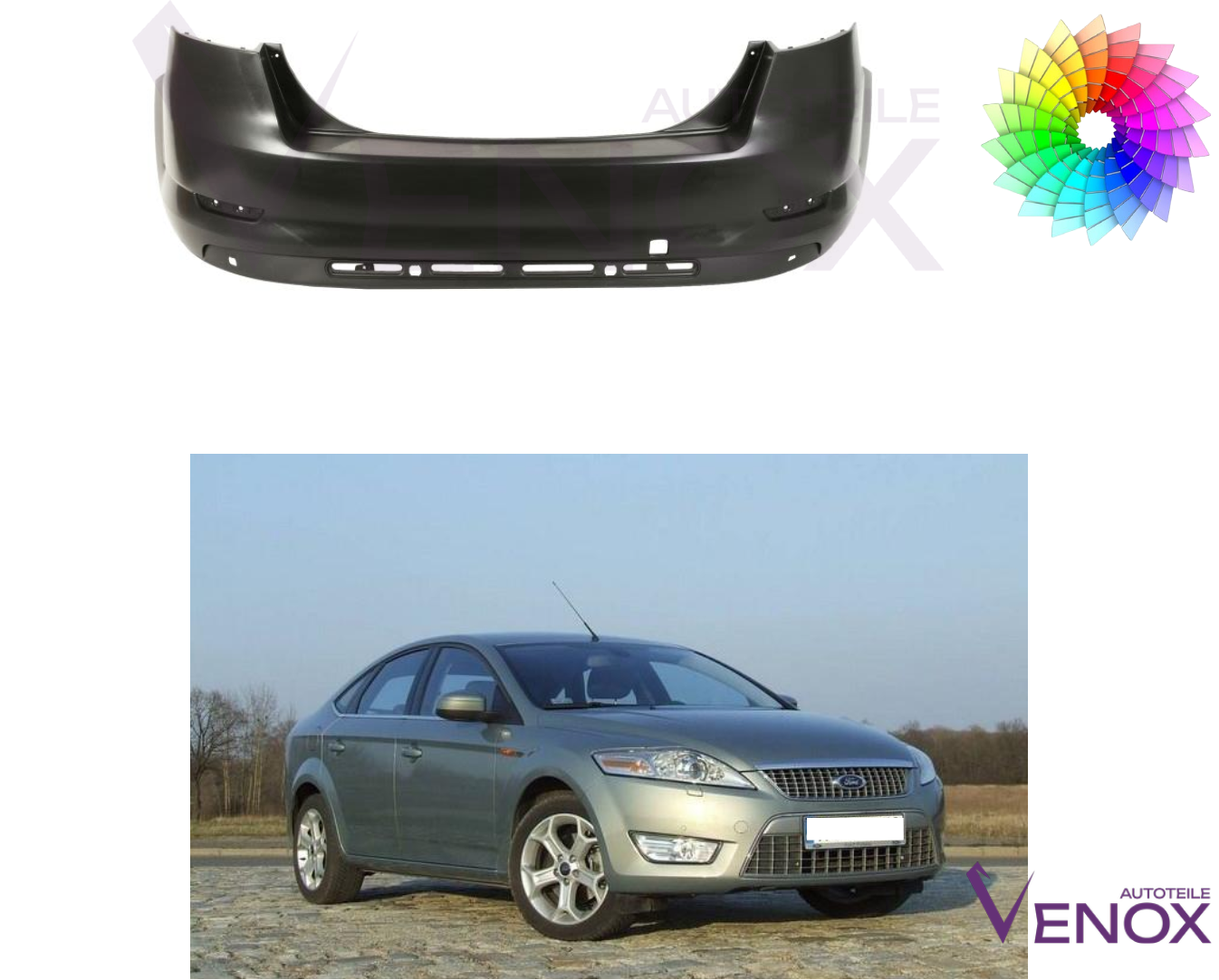 Für Ford Mondeo MK4 Lim. PDC 07-10 Stoßstange Hinten Lackiert In Wunschfarbe – Bild 2
