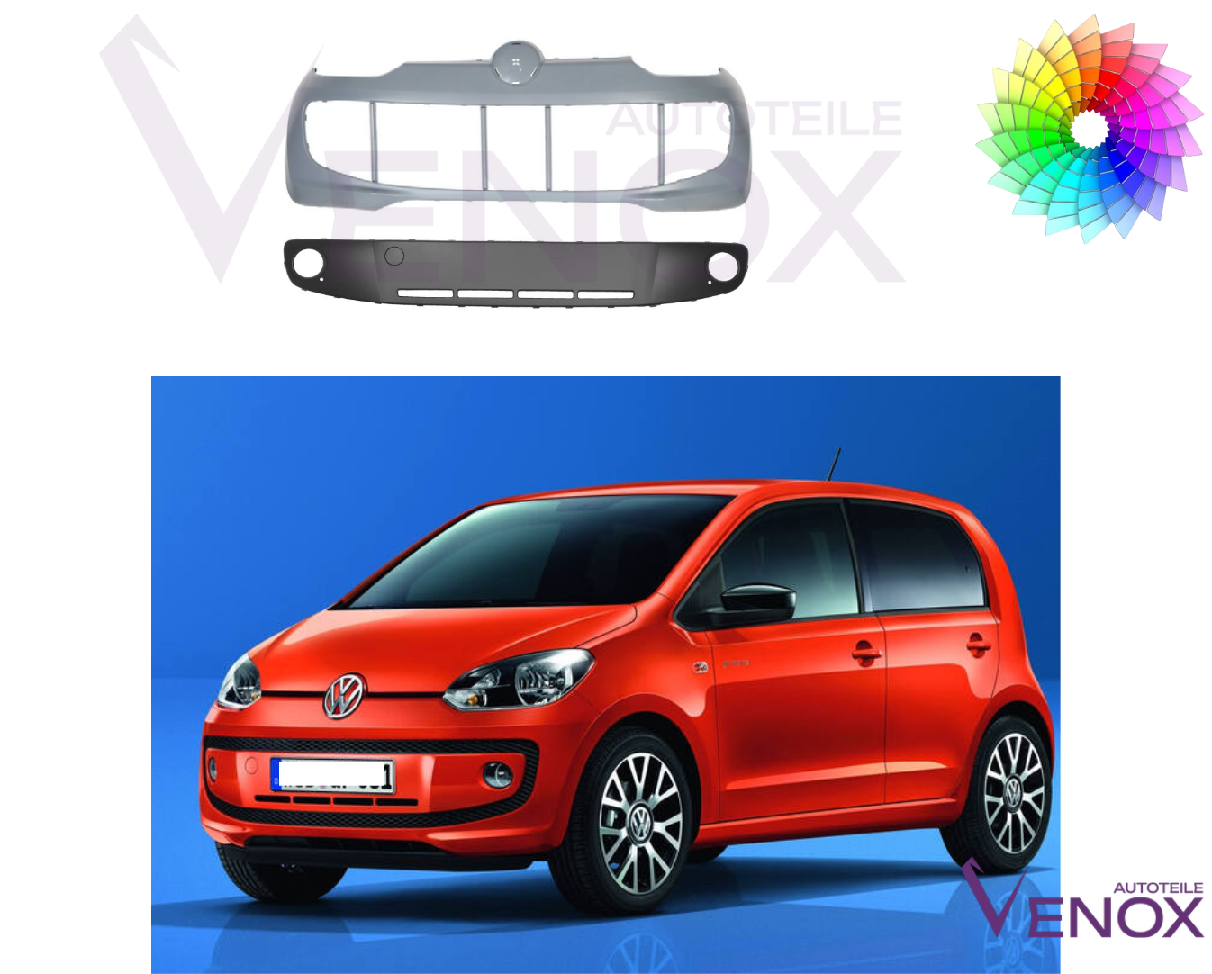 Für VW UP! 2012-2016 Stoßstange und Leiste NSW Vorne lackiert in Wunschfarbe – Bild 2