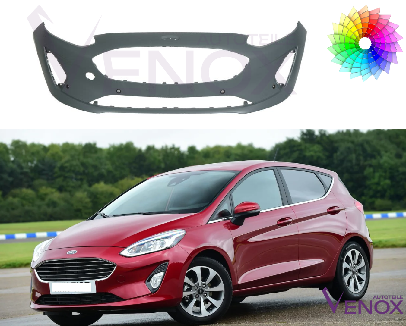 Für Ford Fiesta Ab 2017 6 x PDC Stoßstange Vorne lackiert in Wunschfarbe – Bild 2